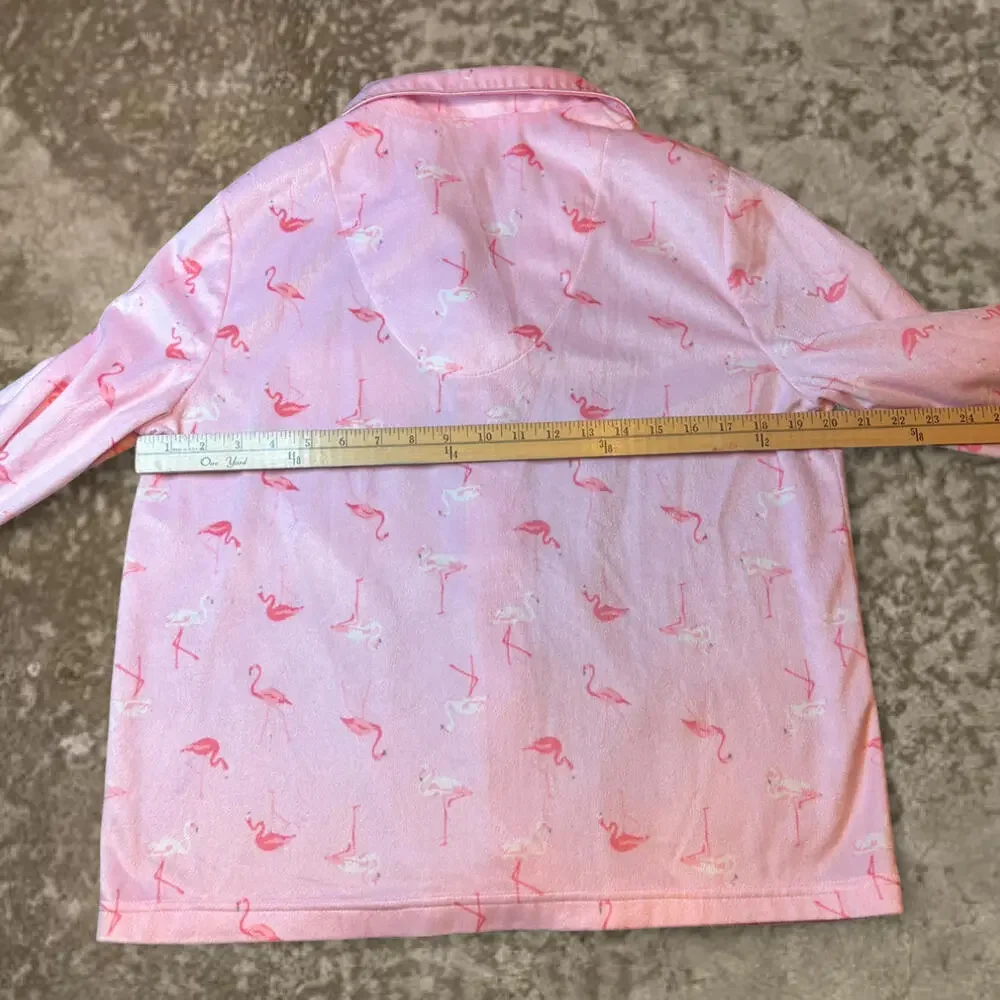 Adorable Pink Flamingo Print Pajama Top Soft Cozy Lounge Bay Studio Sz Medium